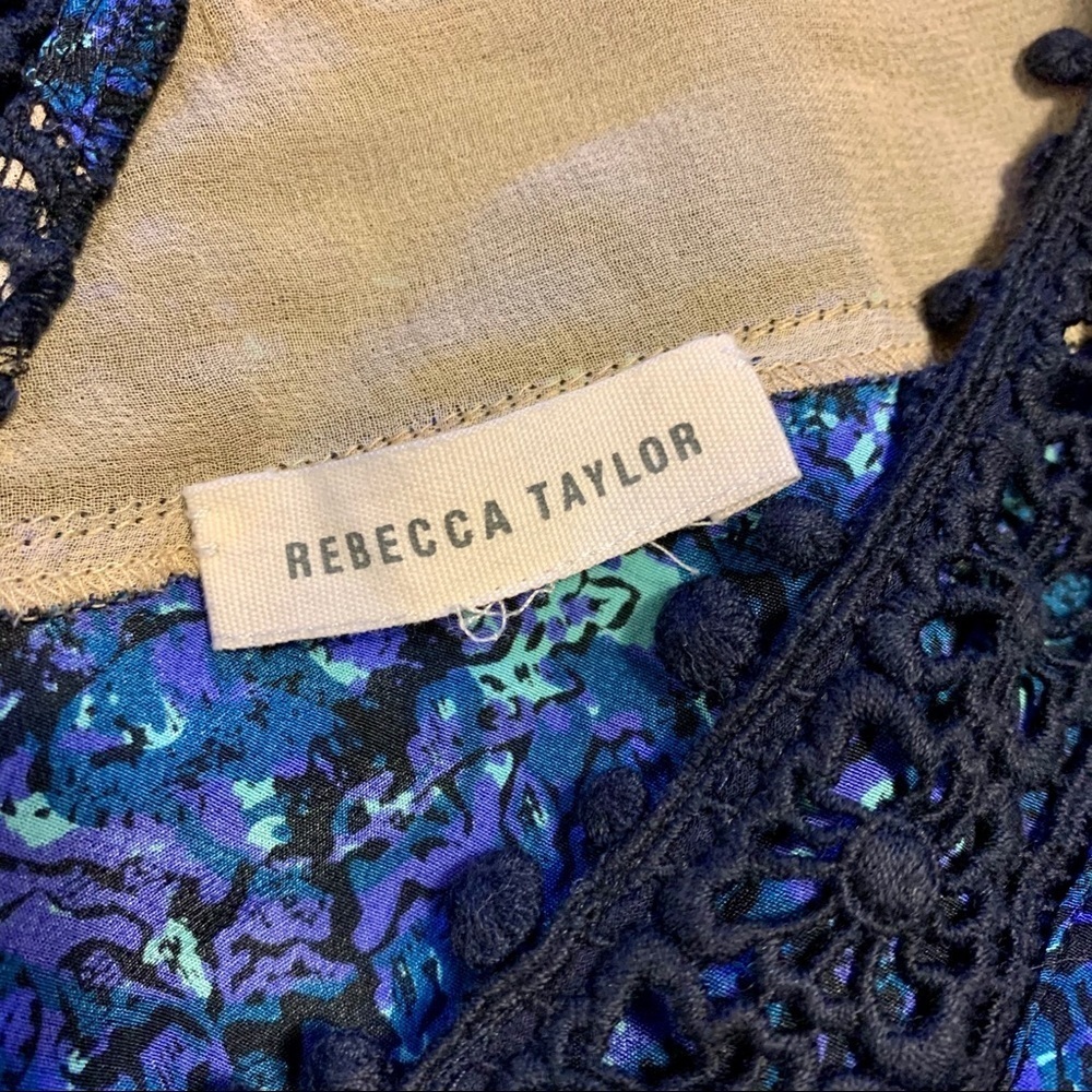 REBECCA TAYLOR Blue Cold Shoulder Top - Picture 7 of 7